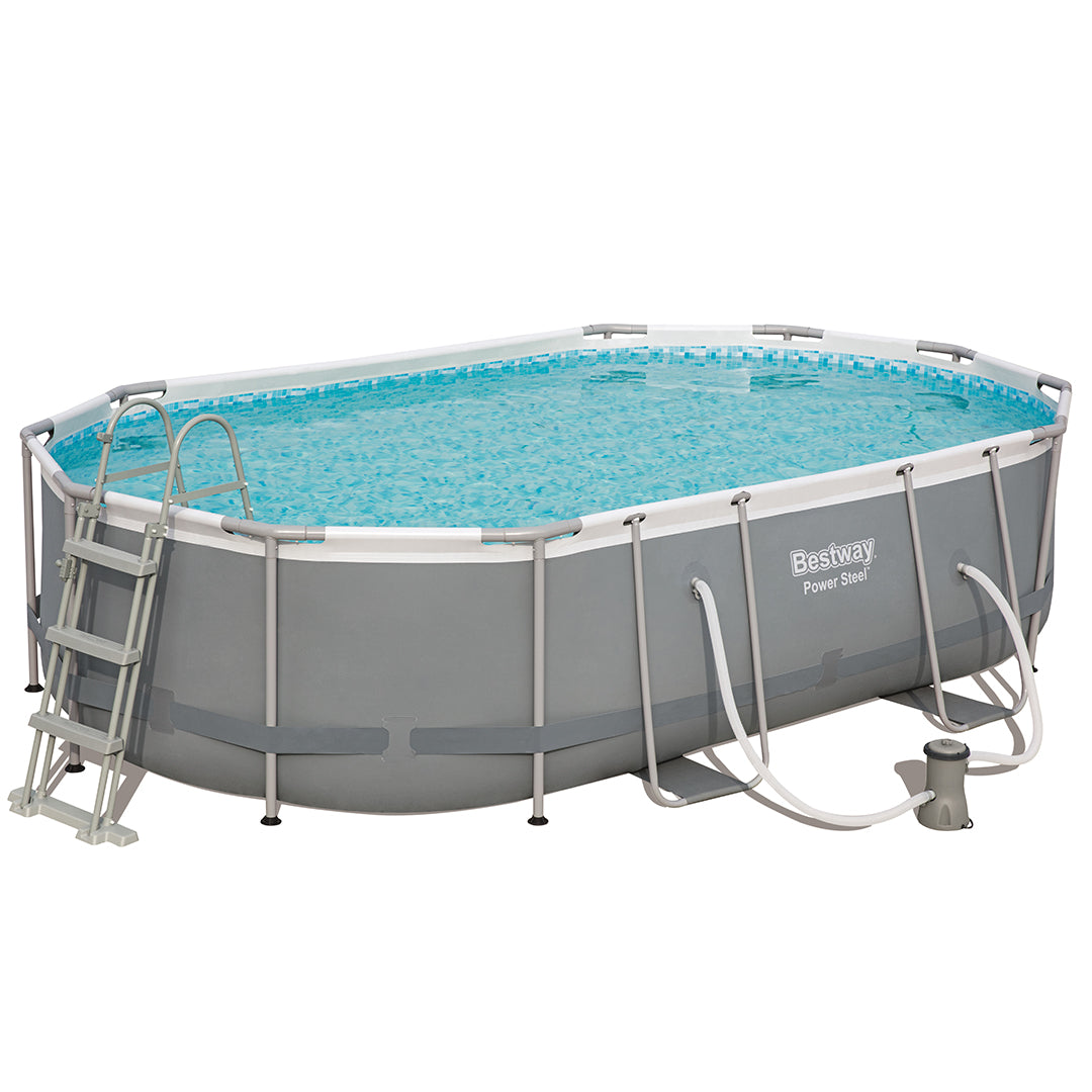 Buy Bestway Power Steel Oval Pool Set 4.88m x 3.05m x 1.07m (Free Installation in 24hrs) | Yallatoys.com