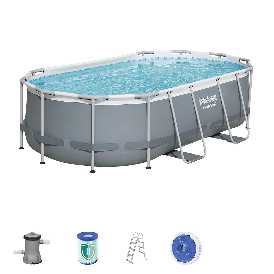 Buy Bestway Power Steel Oval Pool Set 4.2m x 2.5mx 1m  (Free Installation in 24hrs) | Yallatoys.com