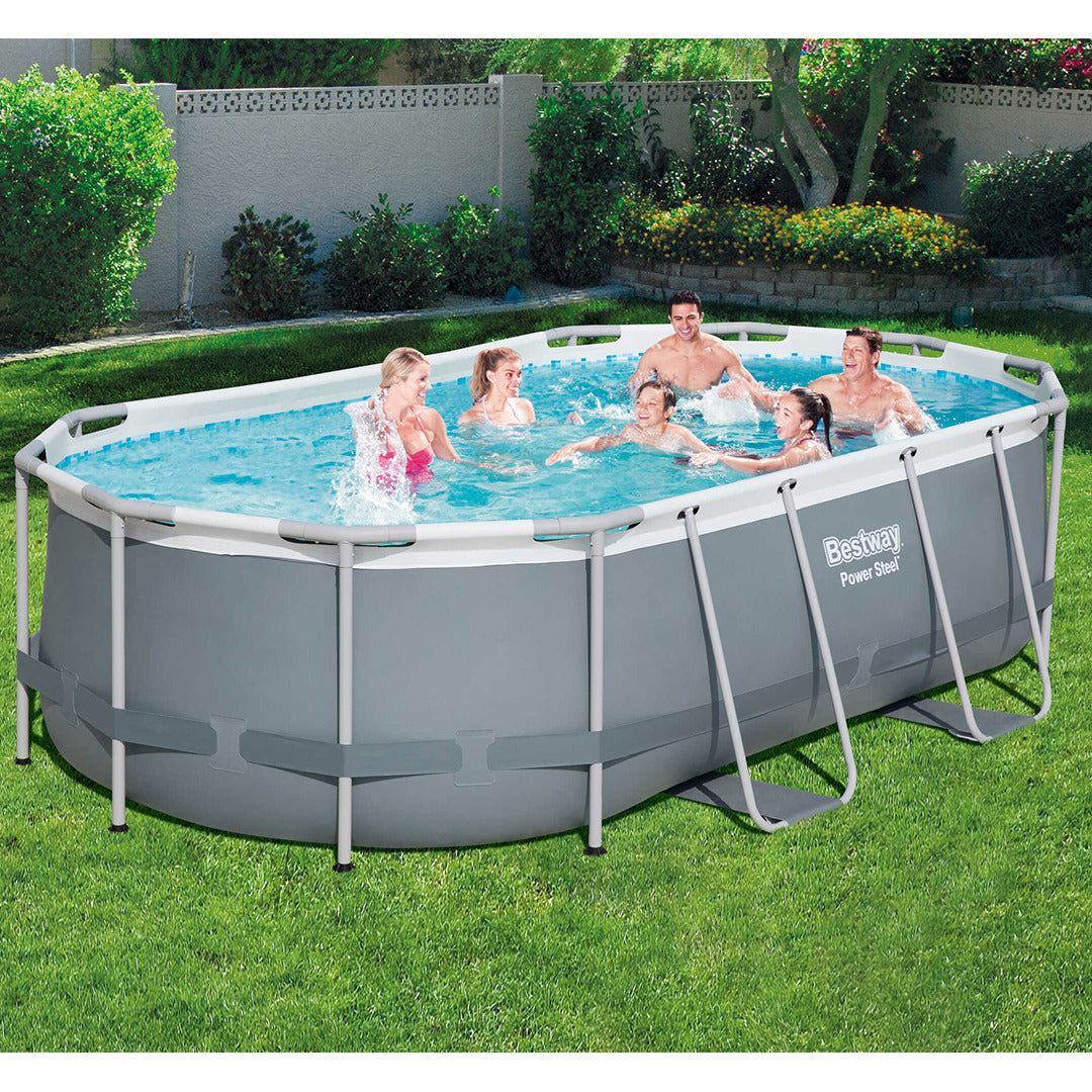 Buy Bestway Power Steel Oval Pool Set 4.2m x 2.5mx 1m  (Free Installation in 24hrs) | Yallatoys.com