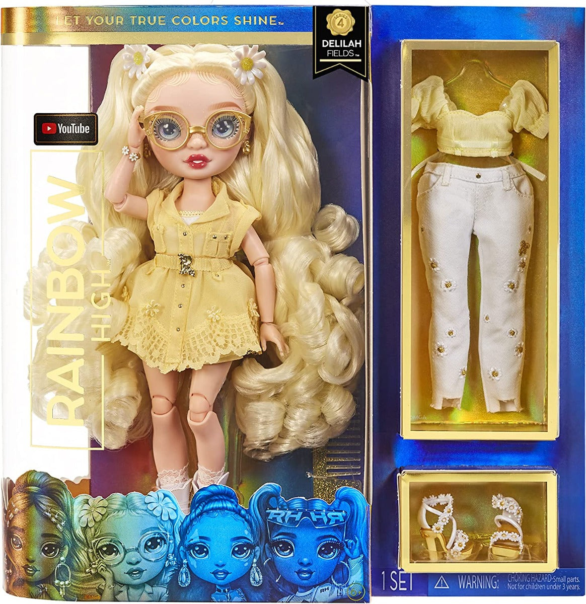 Buy Rainbow High Delilah Fields Buttercup Yellow Fashion Doll with Albinism & Glasses | Yallatoys.com