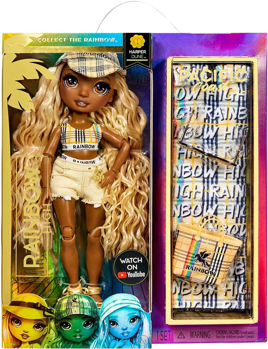Buy Rainbow High Pacific Coast Harper Dune Sand Light Yellow Fashion Doll with Designer Outfits | Yallatoys.com