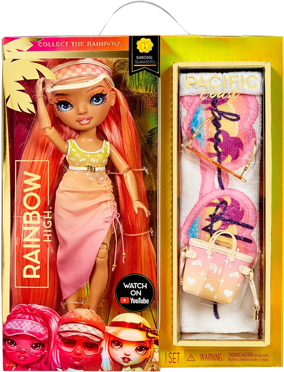 Buy Rainbow High Pacific Coast Simone Summers Sunrise Orange Fashion Doll with Designer Outfits | Yallatoys.com