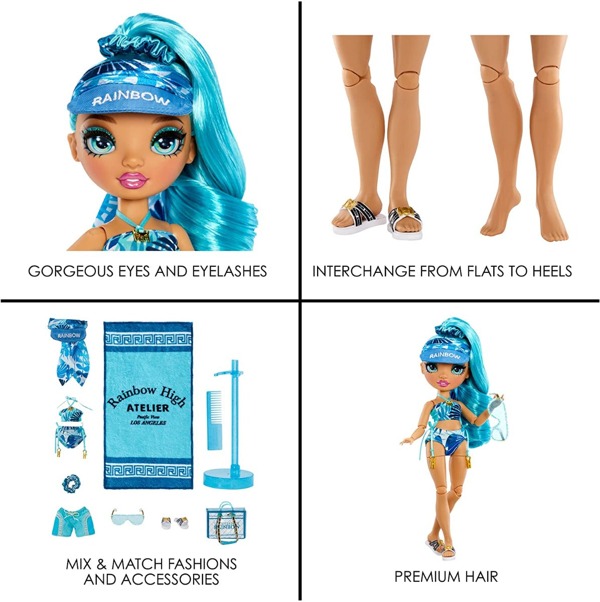 Buy Rainbow High Pacific Coast Hali Capri Blue Fashion Doll with Accessories | Yallatoys.com