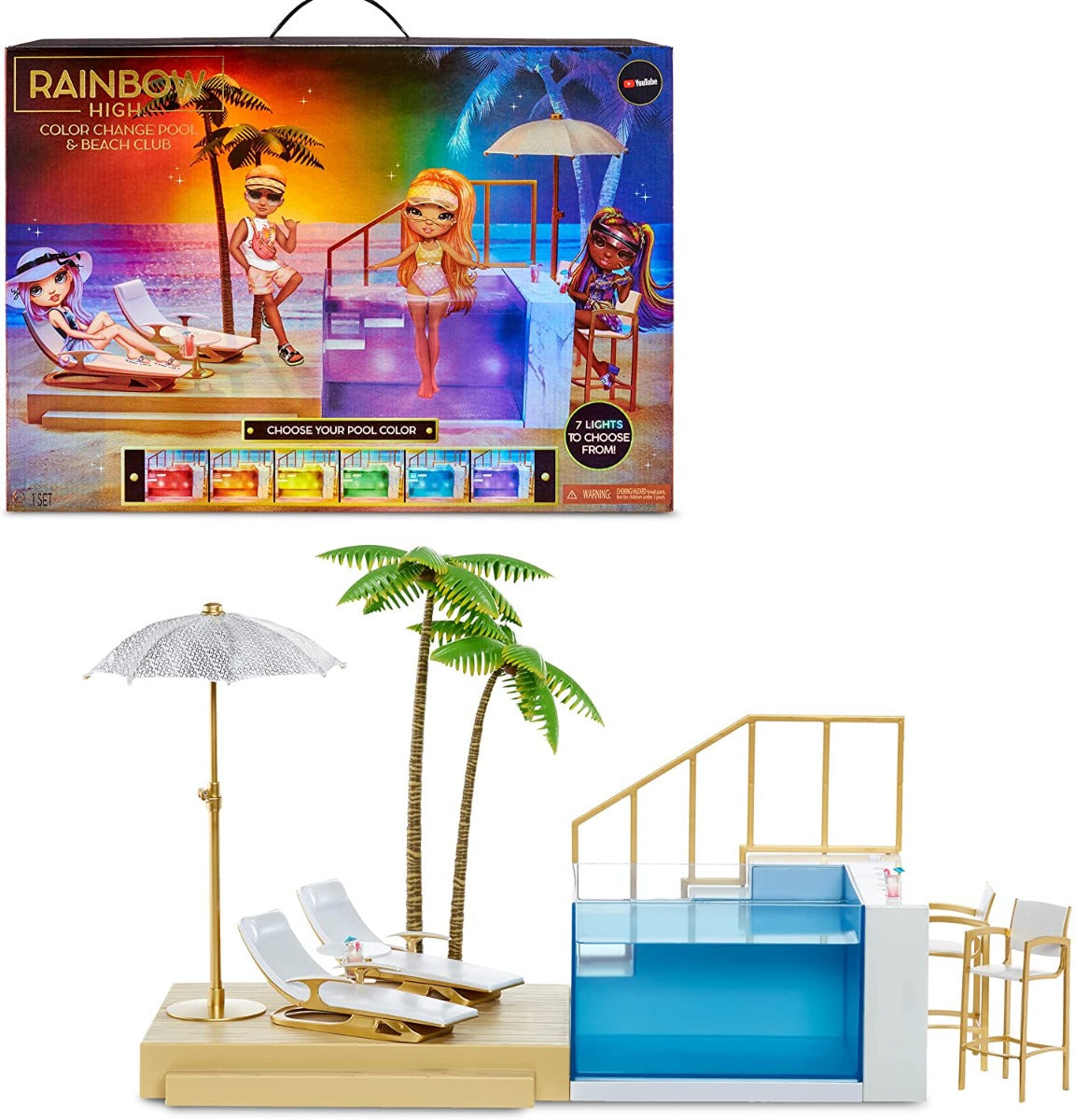 Buy Rainbow High Color Change Pool & Beach Playset 7 in 1 Light Up | Yallatoys.com