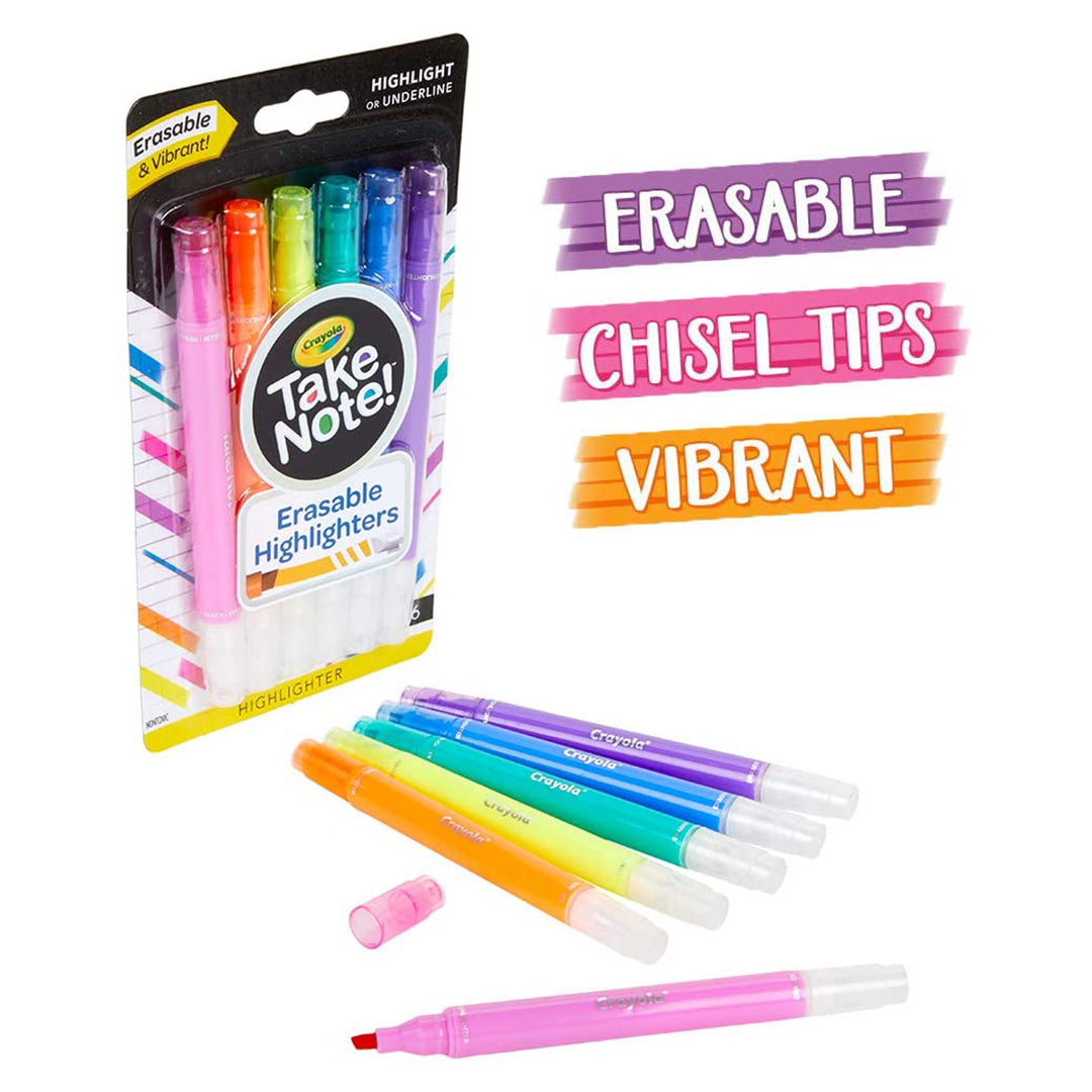Buy Crayola Take Note 6 Erasable Chisel Tip Markers Markers School Supplies | Yallatoys.com