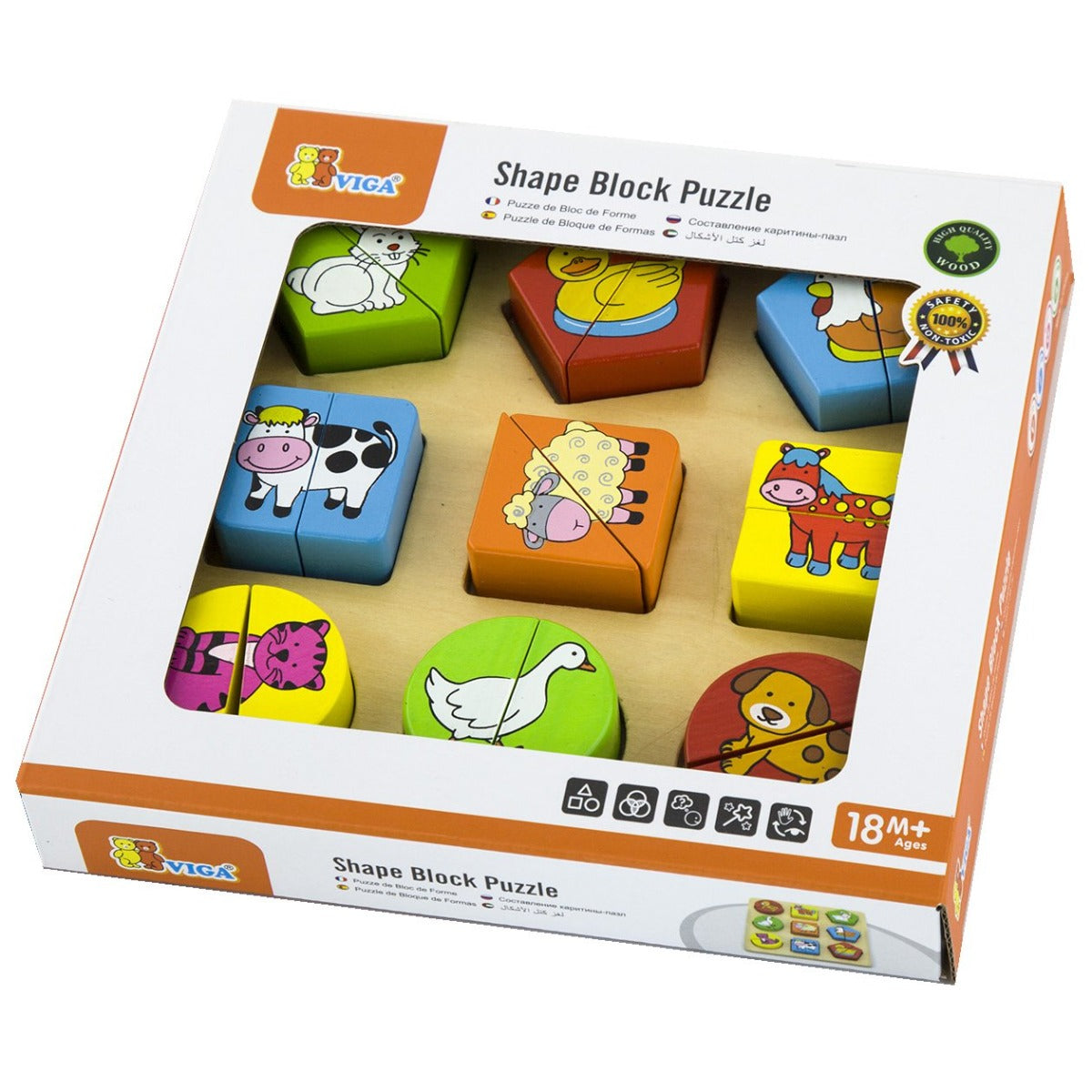 Buy Viga Farm Animals Figures Shape Block Puzzle | Yallatoys.com
