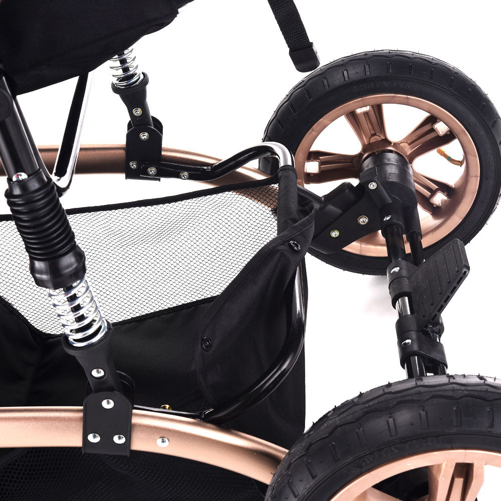 Teknum 3 In 1 Pram Stroller Story  Sunveno Diaper Bag & Hooks Khaki Black Teknum Yallatoys