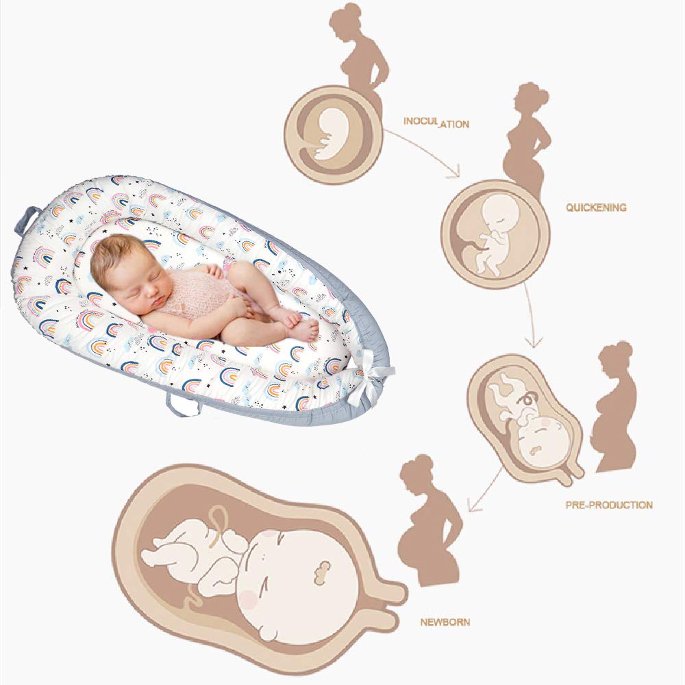 Little Story  Soft Breathable Fiberfill Newborn Lounger Bed Sunshine Grey Little Story Yallatoys