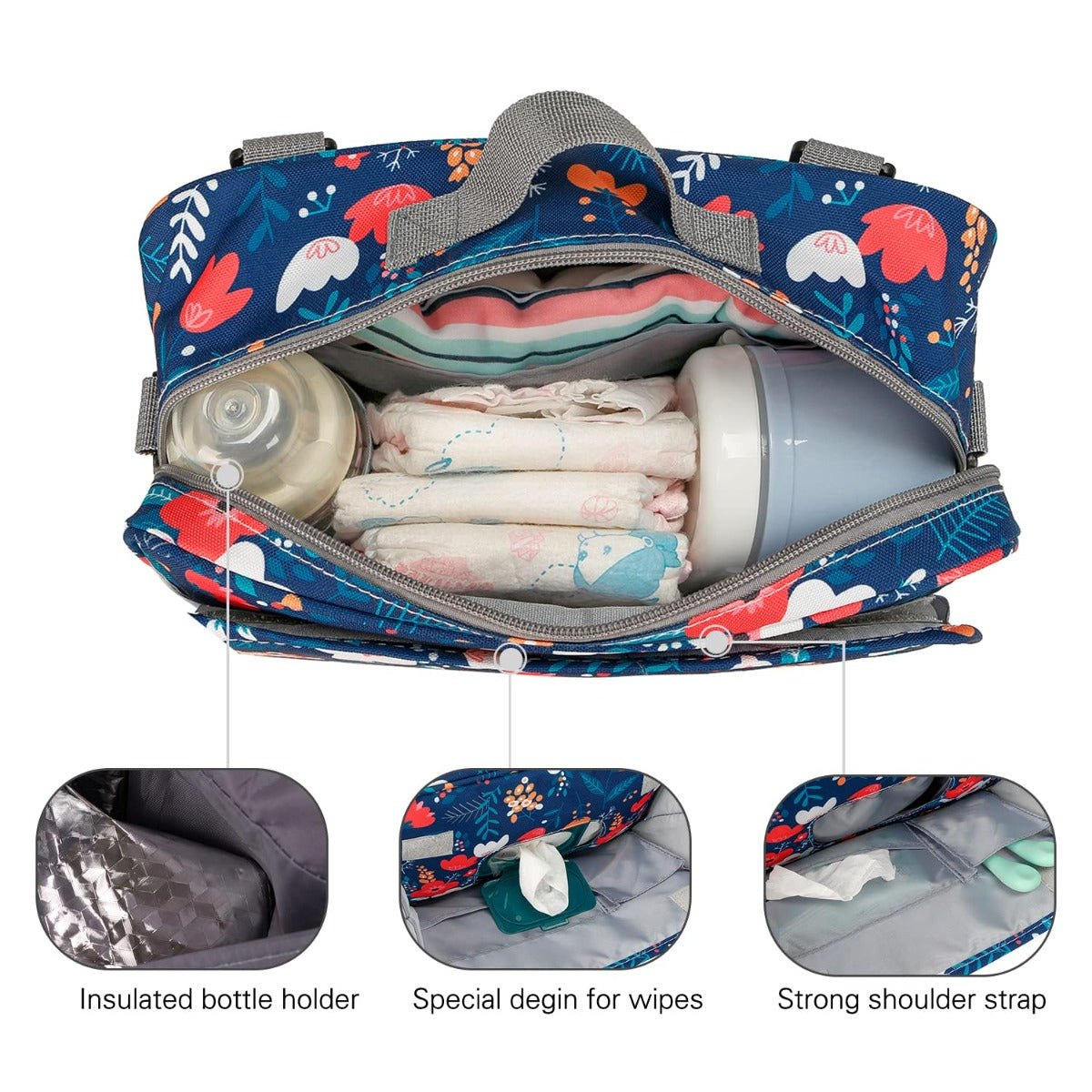 Little Story  Baby Diaper Changing Clutch Kit Floret Blue Little Story Yallatoys