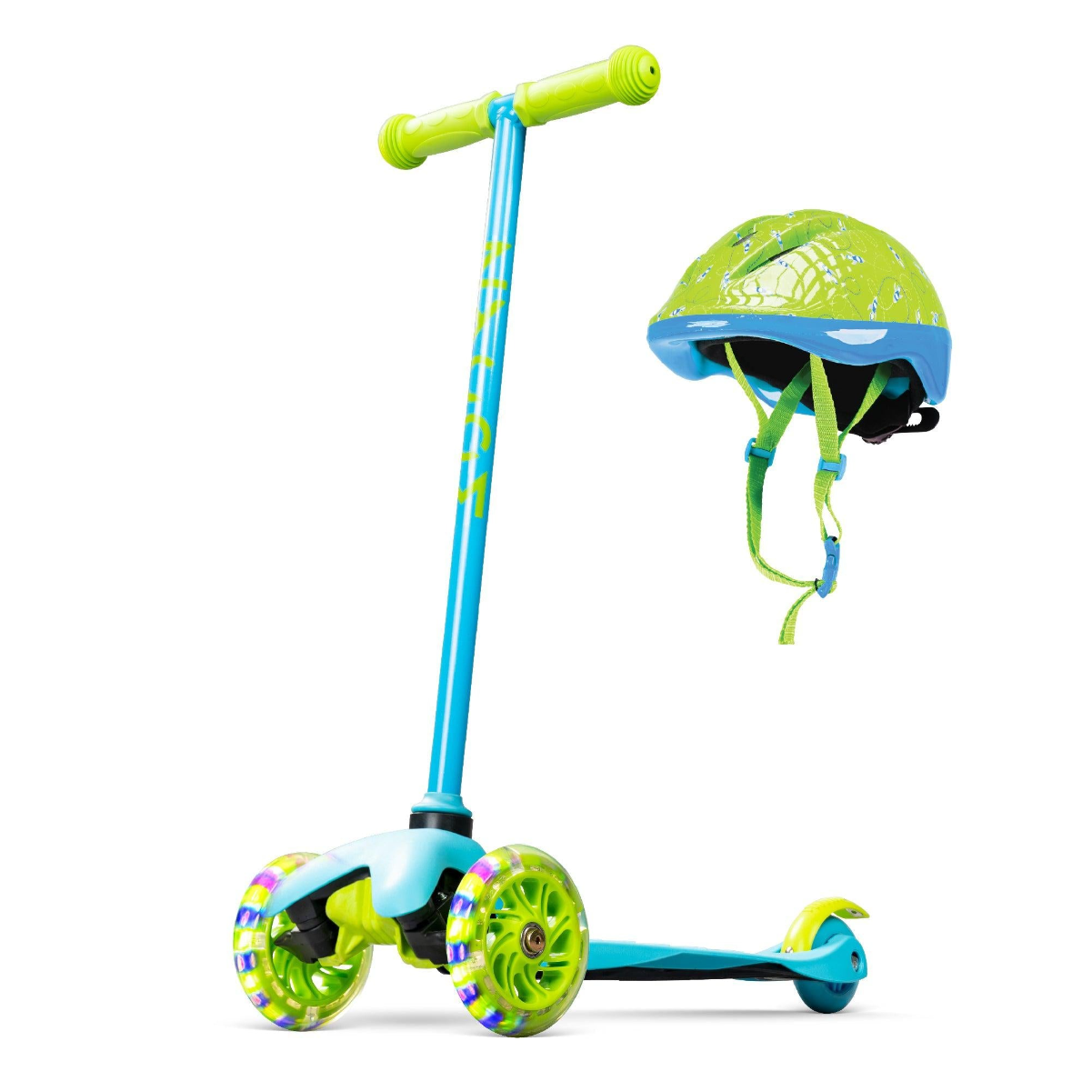 Buy Madd Gear Zycom Zipper Helmet & Scooter Light up Wheels Combo Set Blue Lime | Yallatoys.com