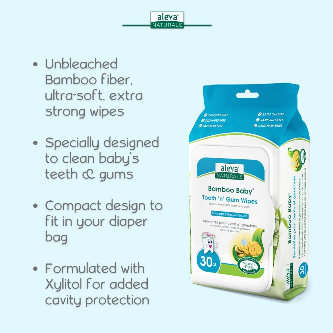 Aleva Nat Bamboo Baby Tooth & Gum Wipes 30S Aleva Naturals Yallatoys