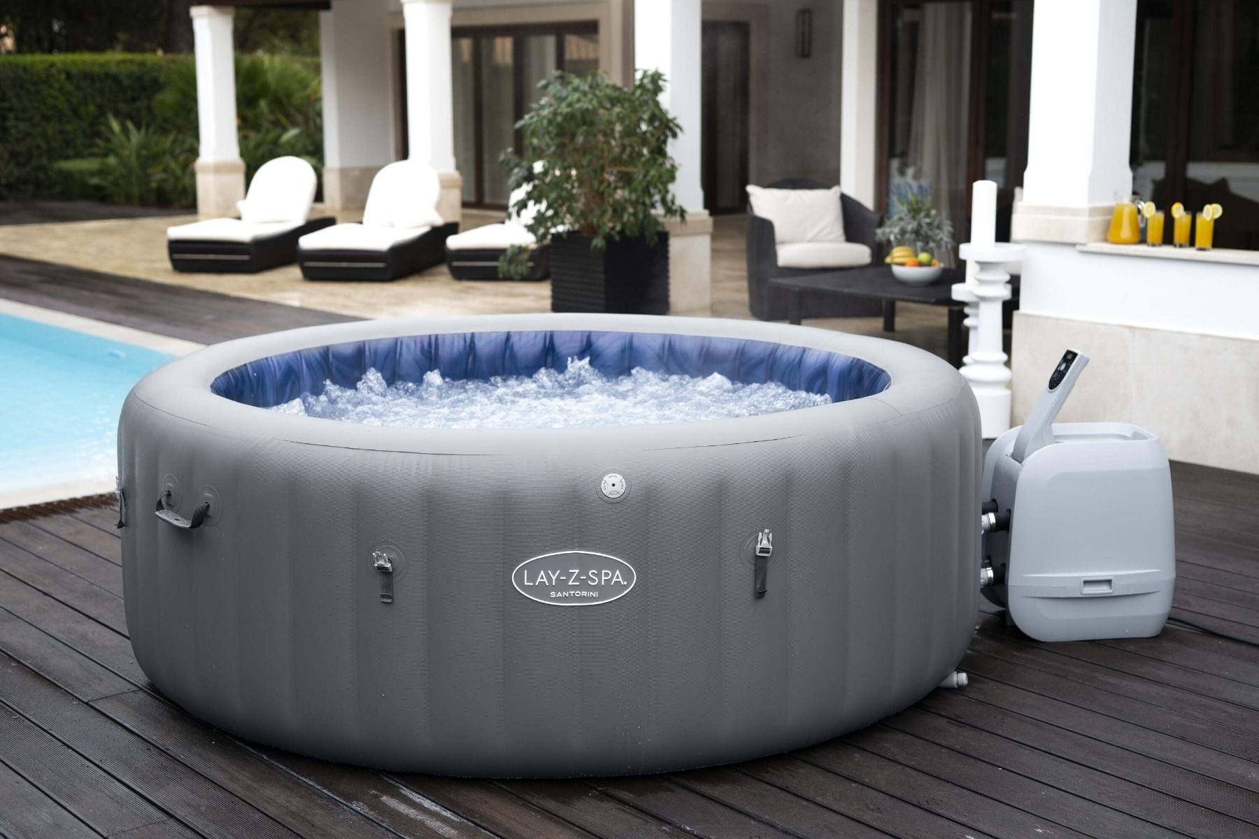 Buy Bestway Lay-Z SPA Santorini Hydrojet Pro Round Inflatable Hot Tub | Yallatoys.com