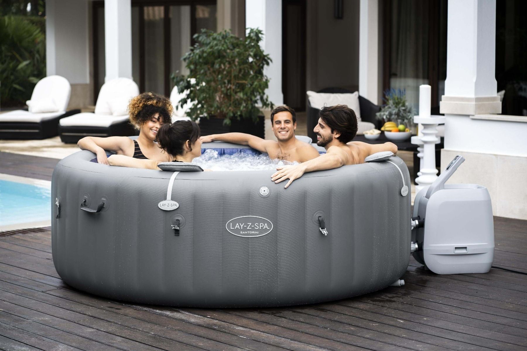 Buy Bestway Lay-Z SPA Santorini Hydrojet Pro Round Inflatable Hot Tub | Yallatoys.com