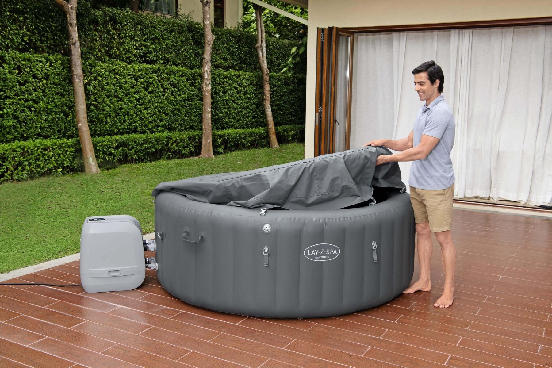 Buy Bestway Lay-Z SPA Santorini Hydrojet Pro Round Inflatable Hot Tub | Yallatoys.com