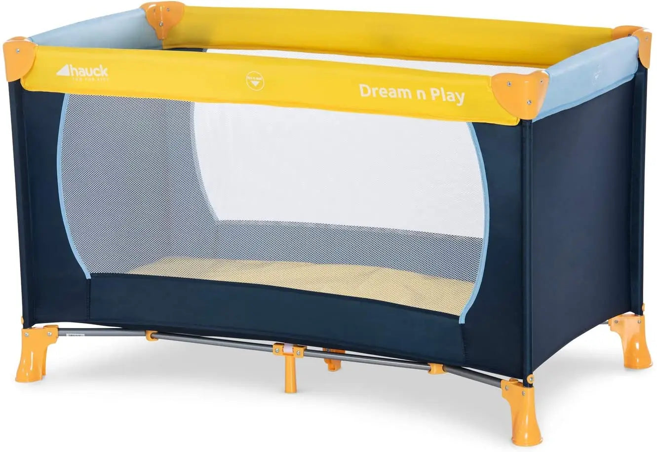Hauck Dream N Play Travel Bed Yellow Blue Navy Yallamomz Yallatoys