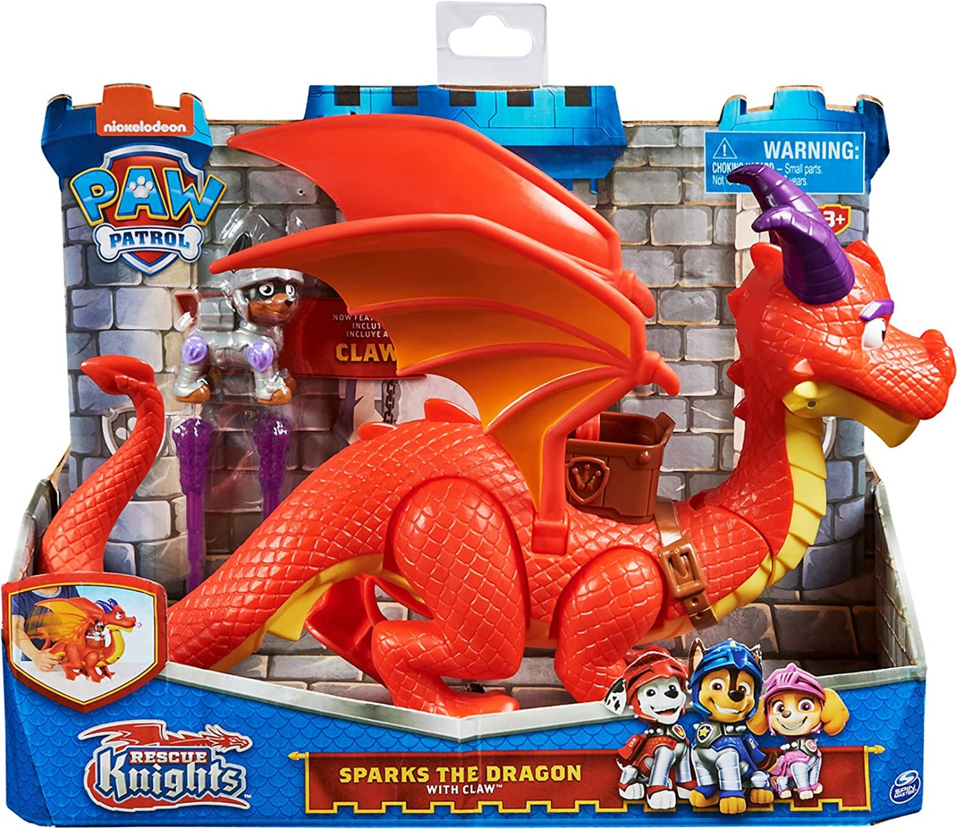 Buy Paw Patrol Rescue Knights Sparks The Dragon with Super Wings and Pup Claw Action Figures | Yallatoys.com