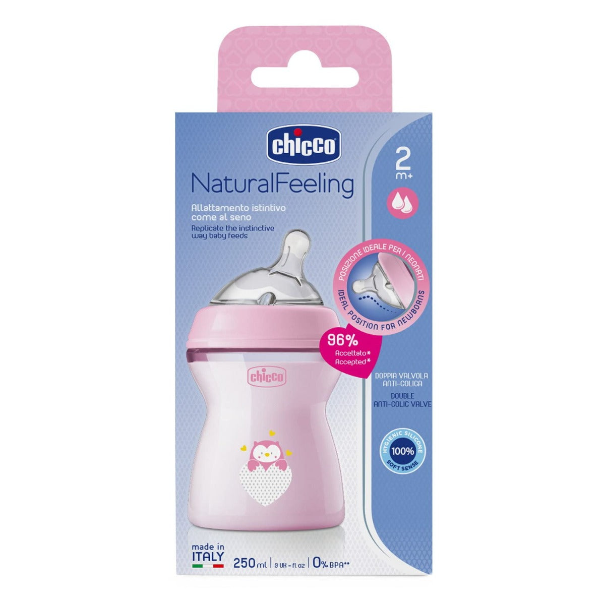 Chicco Natural Feeling Feeding Bottle PP 2M+ - 250ML - Girl Chicco Yallatoys