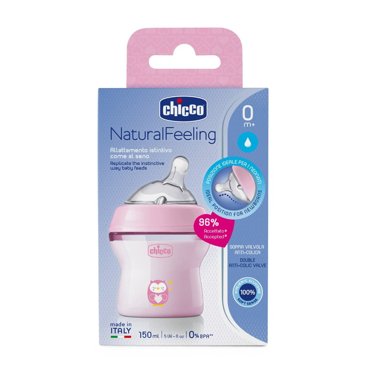 Chicco Natural Feeling Bottle PP 0M+ - 150ML - Girl Chicco Yallatoys