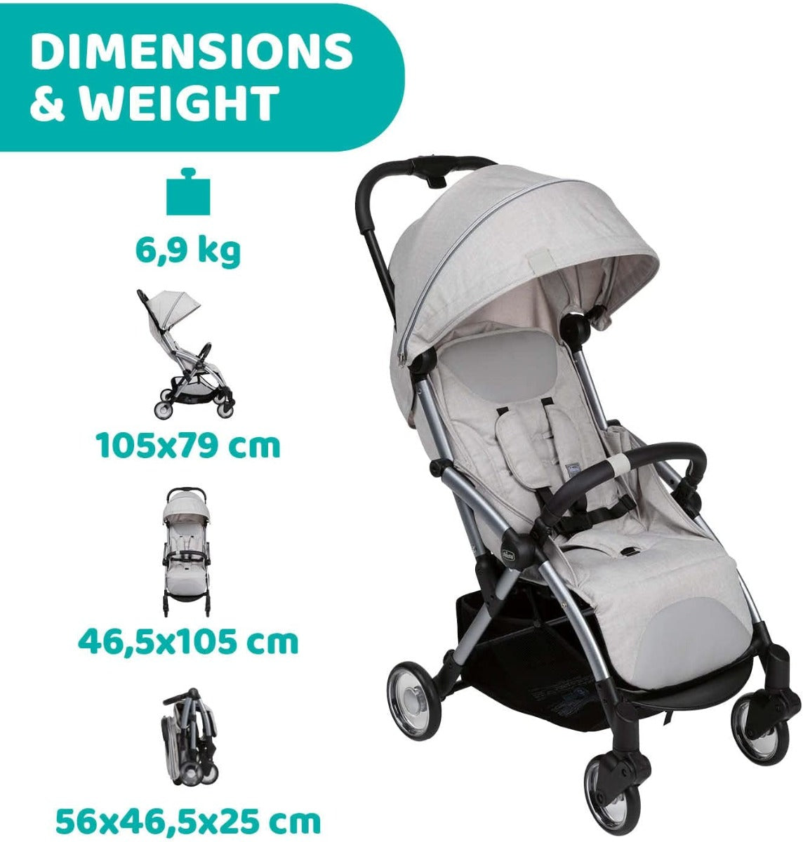 Chicco Goody Plus Stroller - Grey Mist Chicco Yallatoys