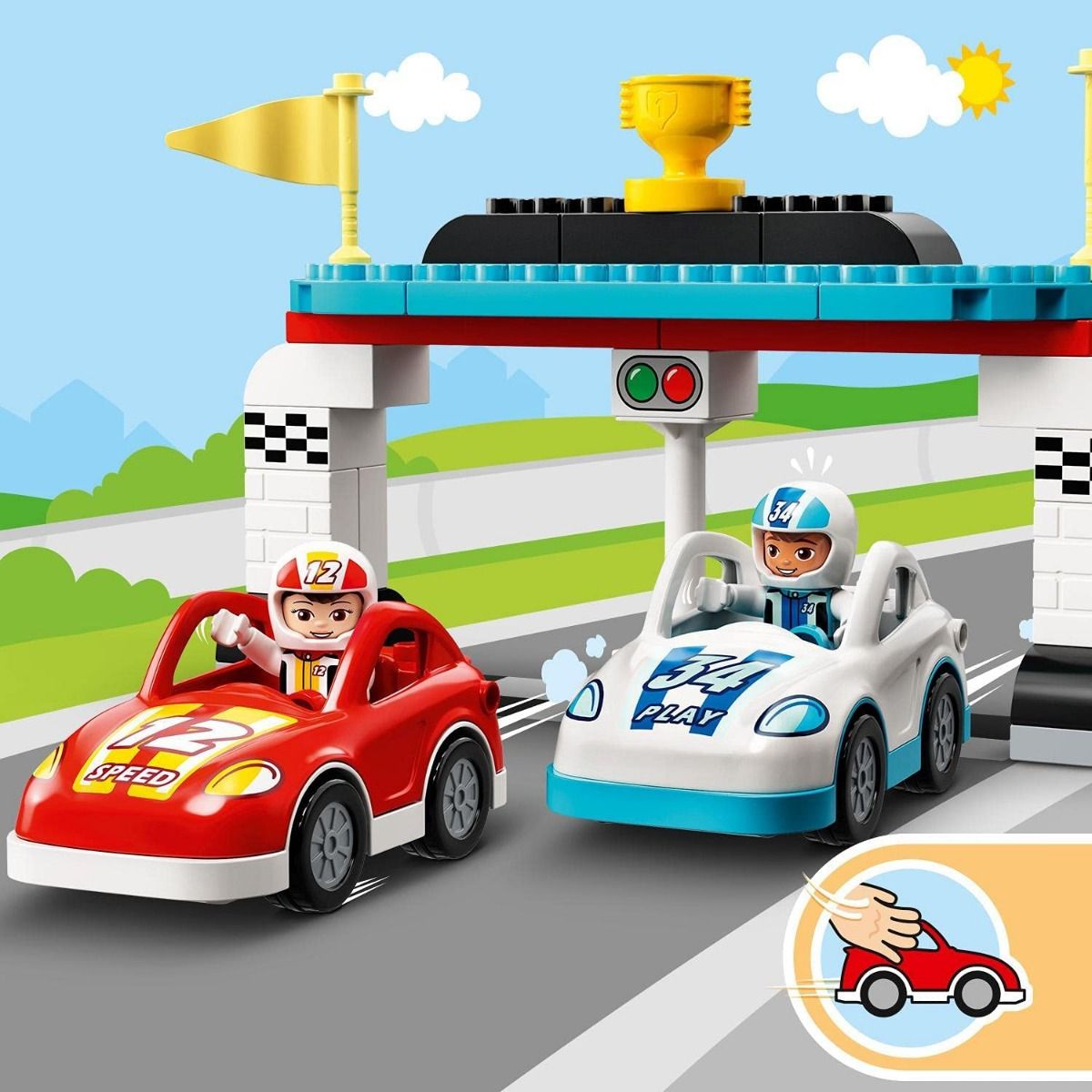 Buy Lego Duplo Town Race Cars 10947 Cool Car-Race Building Toy 44pcs | Yallatoys.com