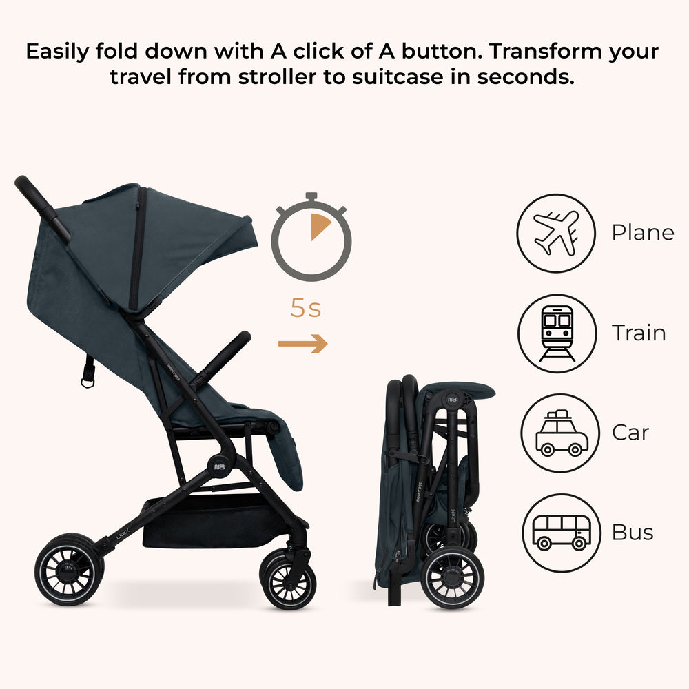 Neobreez Litex Ultra Lightweight Cabin Size Travel Stroller Grey