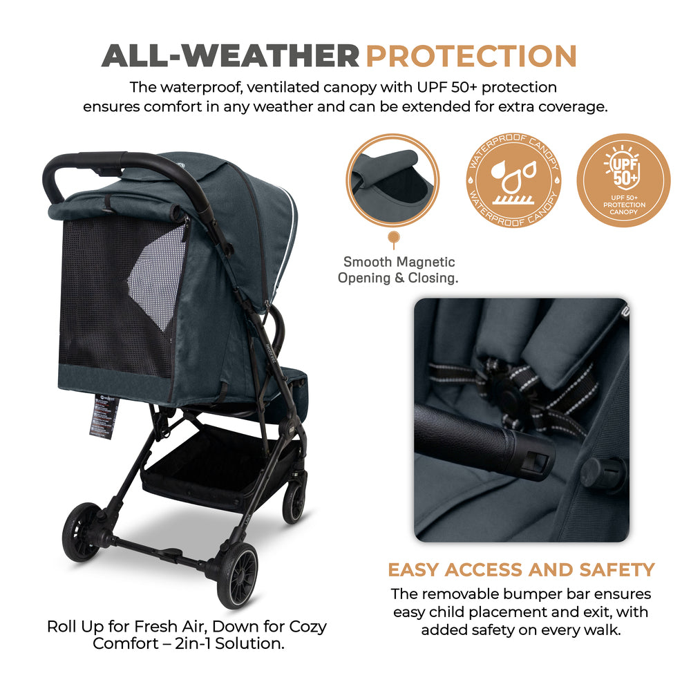 Neobreez Litex Ultra Lightweight Cabin Size Travel Stroller Grey