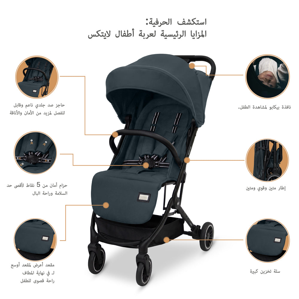 Neobreez Litex Ultra Lightweight Cabin Size Travel Stroller Grey