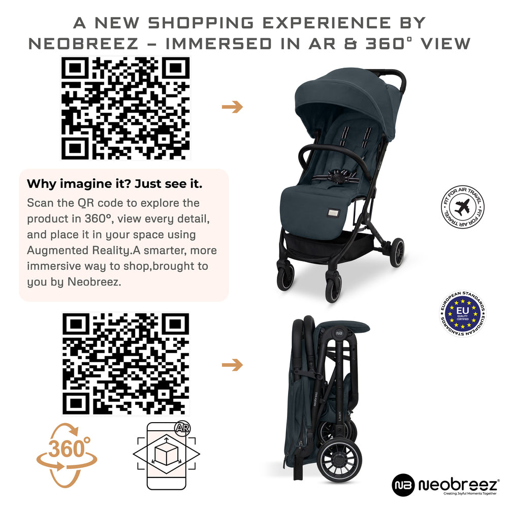 Neobreez Litex Ultra Lightweight Cabin Size Travel Stroller Grey