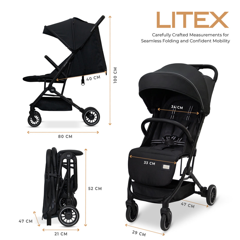 Neobreez Litex Ultra Lightweight Cabin Size Travel Stroller Black