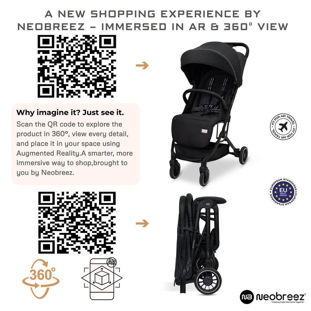 Neobreez Litex Ultra Lightweight Cabin Size Travel Stroller Black