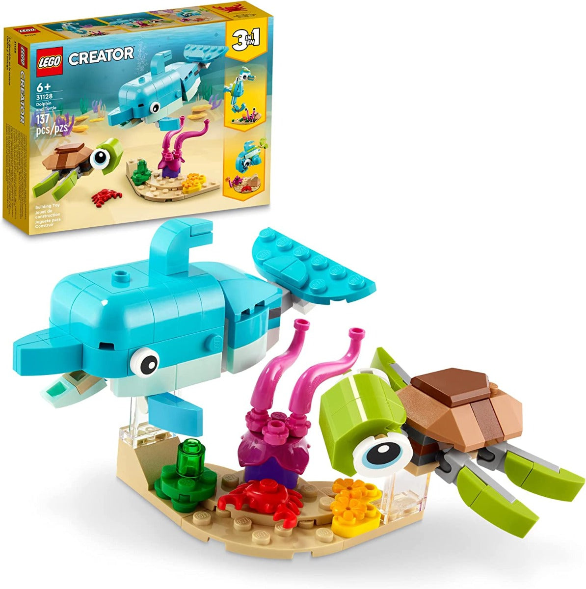 Buy Lego Creator 3in1 Dolphin and Turtle 31128 Building Toy Set 137pieces | Yallatoys.com