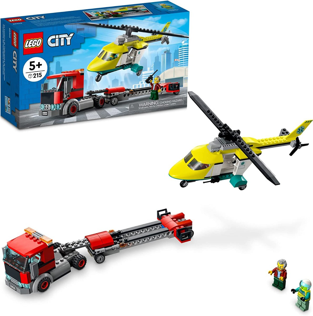 Buy Lego City Great Vehicles Rescue Helicopter Transport 60343 Building Toy Set 215pieces | Yallatoys.com