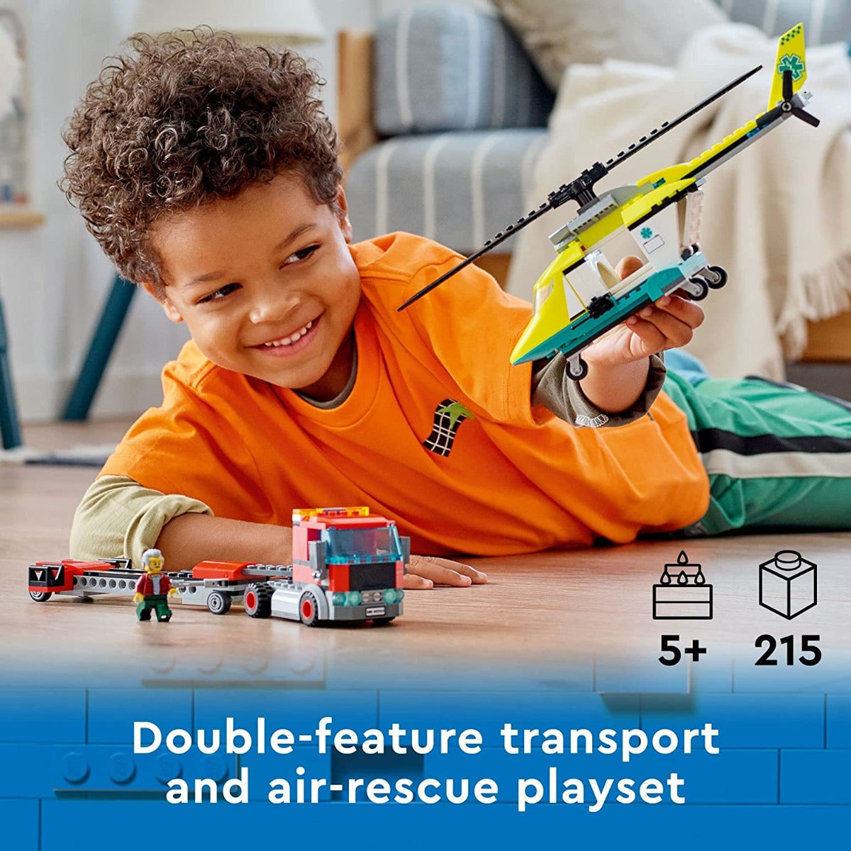 Buy Lego City Great Vehicles Rescue Helicopter Transport 60343 Building Toy Set 215pieces | Yallatoys.com