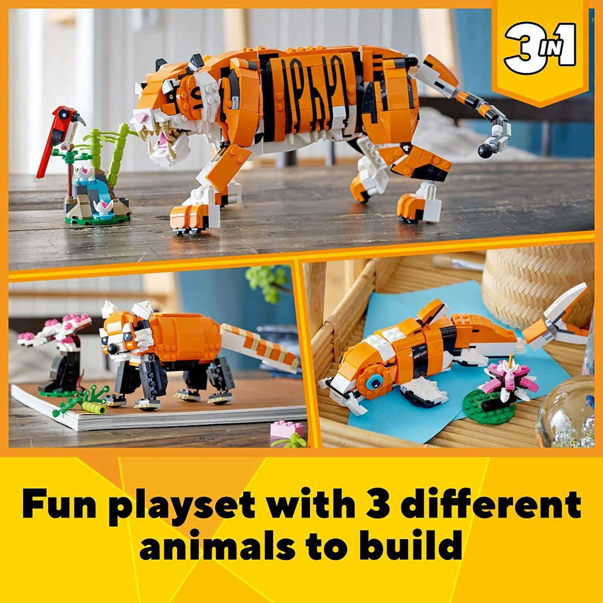 Buy Lego Creator 3in1 Majestic Tiger 31129 Building Toy Set 755pieces | Yallatoys.com