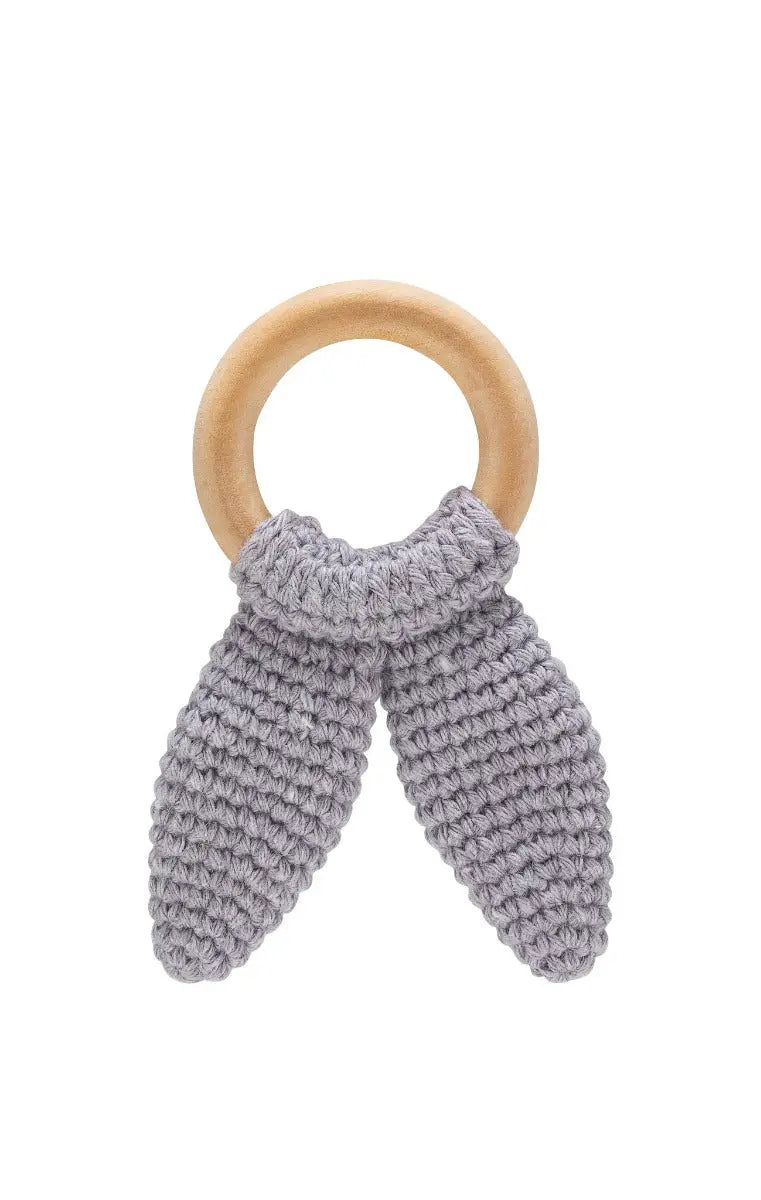 Babyjem Amigurumi Wooden Ring Teether Grey Babyjem Yallatoys