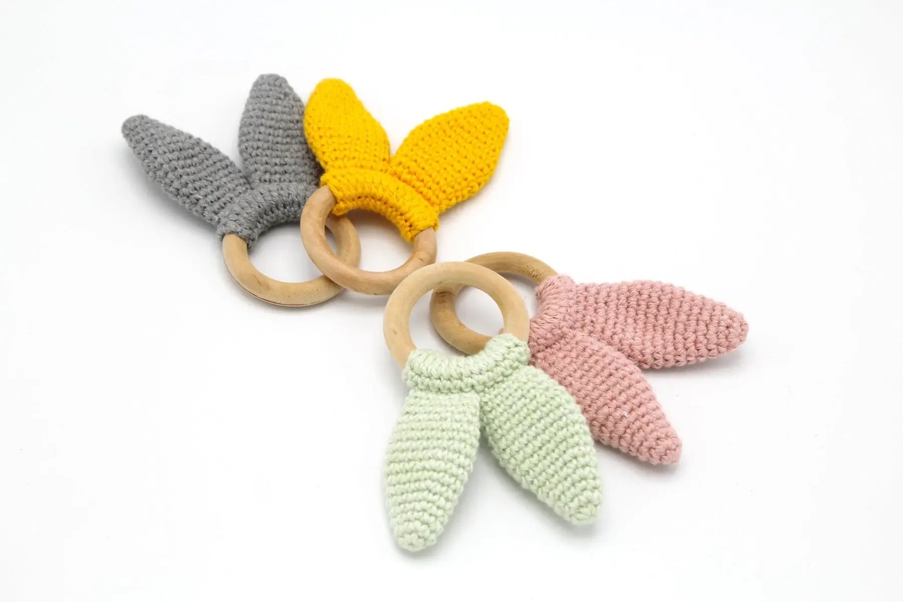 Babyjem Amigurumi Wooden Ring Teether Grey Babyjem Yallatoys