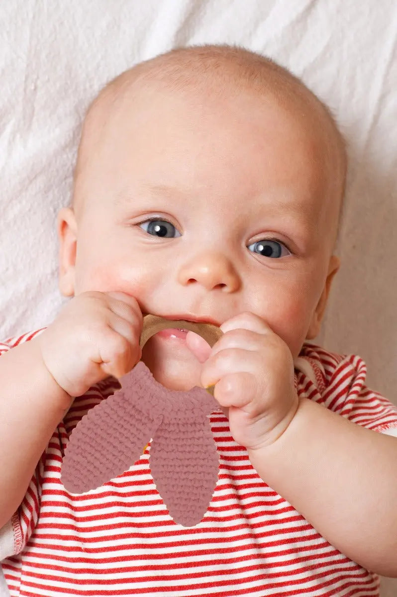 Babyjem Amigurumi Wooden Ring Teether Pink Babyjem Yallatoys