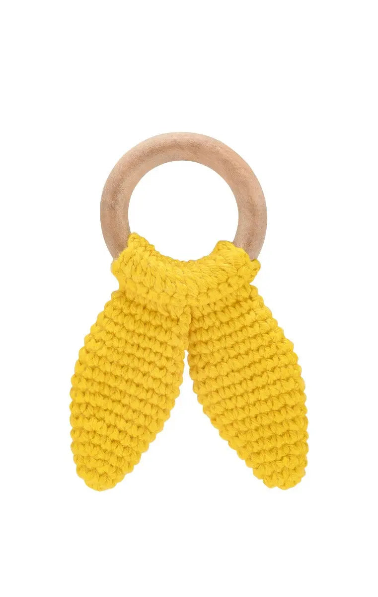 Babyjem Amigurumi Wooden Ring Teether Yellow Babyjem Yallatoys