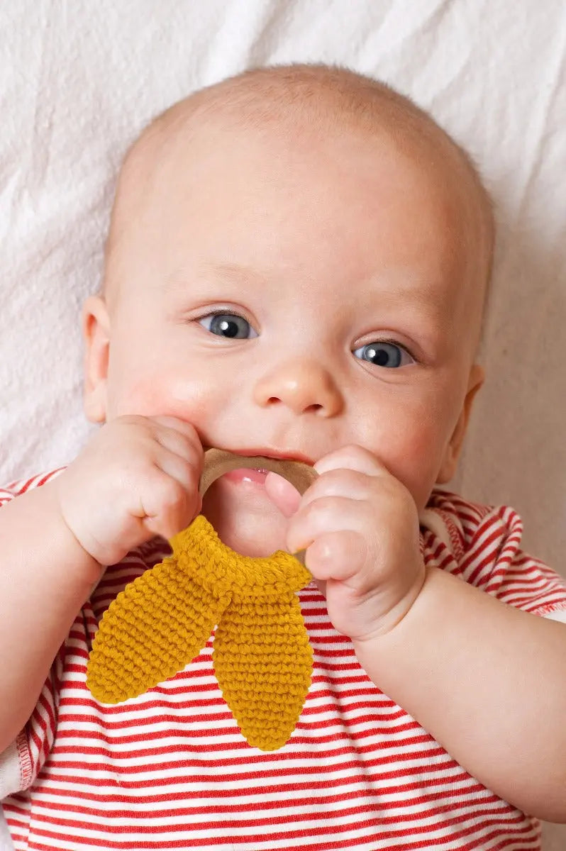 Babyjem Amigurumi Wooden Ring Teether Yellow Babyjem Yallatoys