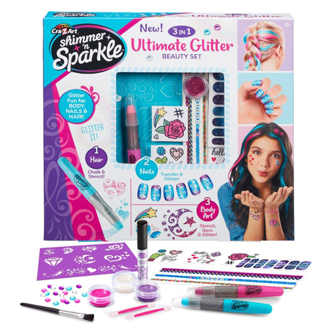 Buy Shimmer N Sparkle 3 in 1 Ultimate Glitter Beauty Set | Yallatoys.com