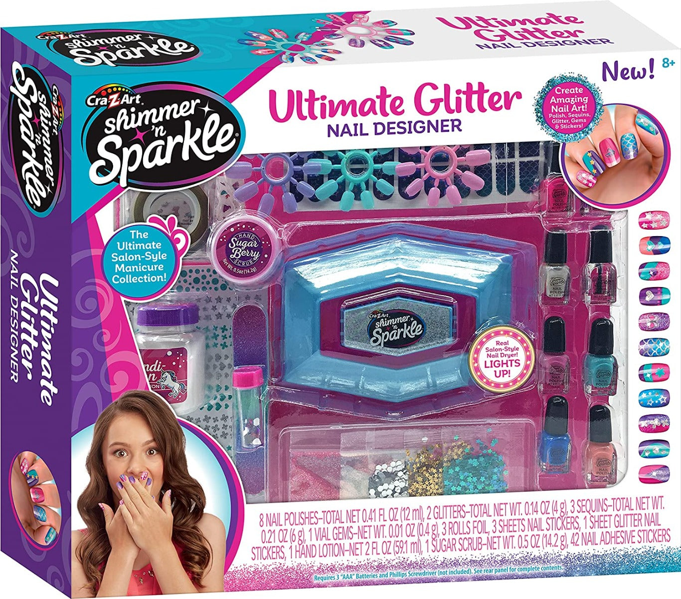 Buy Shimmer N Sparkle Ultimate Glitter Nail Designer Kit with Polish Glitter Gems and Stickers | Yallatoys.com