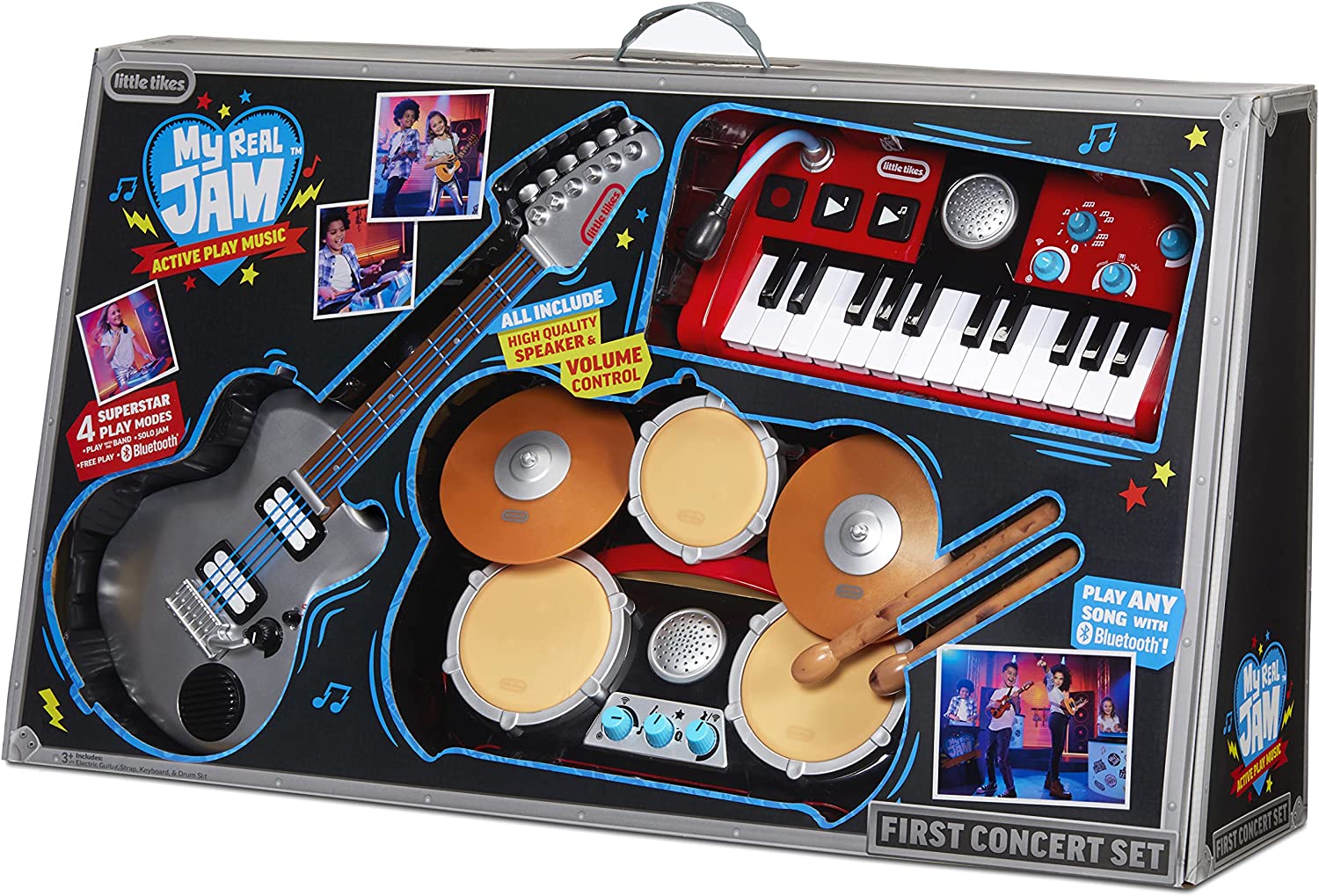 Buy Little Tikes My Real Jam First Concert Set Electric Guitar Drums and Keyboard with Cases | Yallatoys.com