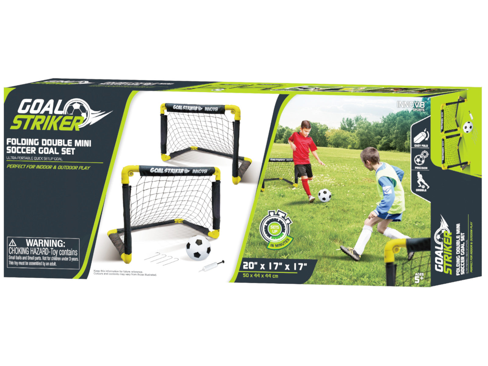 Buy Goal Striker Folding Double Mini Soccer Goal Set With Ball and Pump | Yallatoys.com
