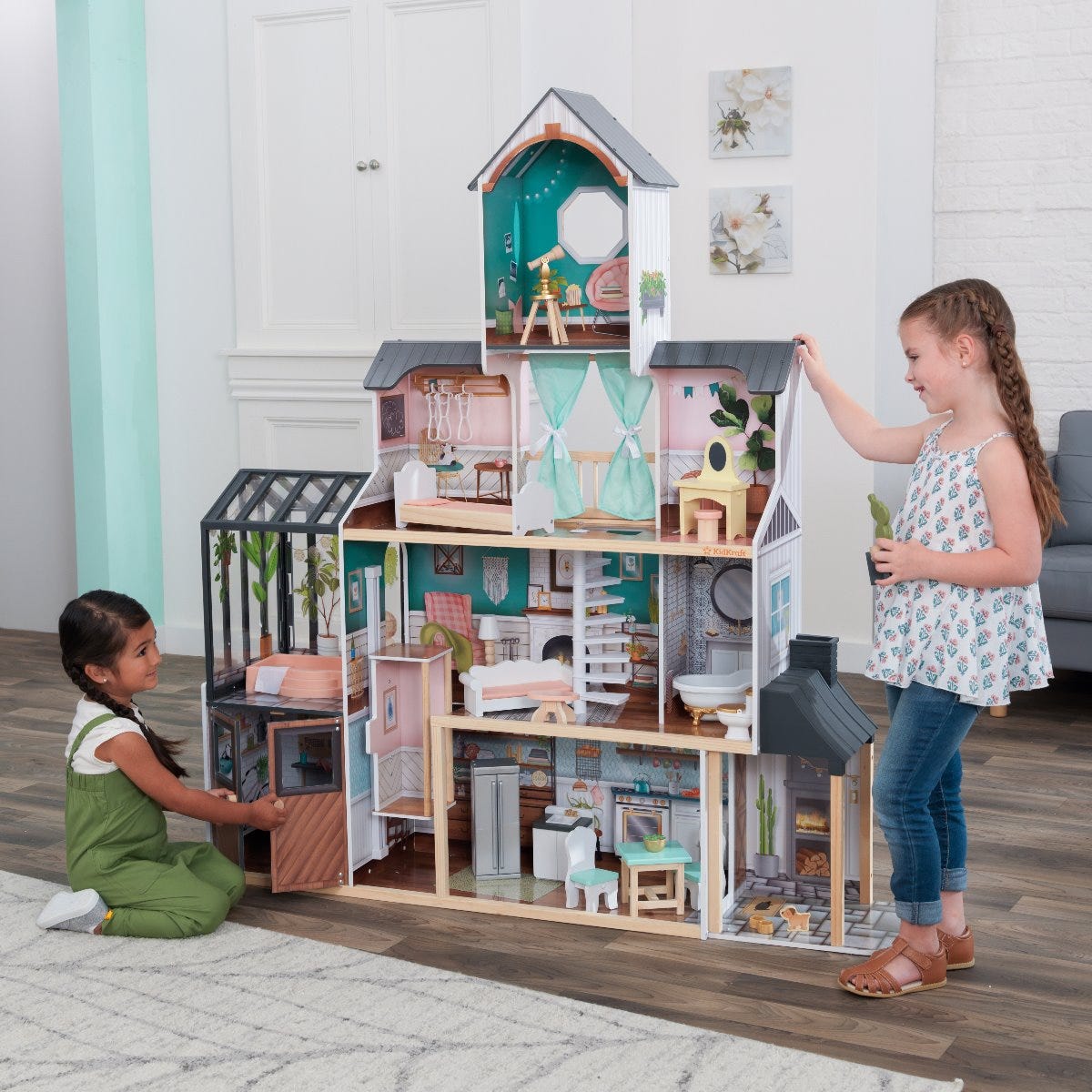Buy Kidkraft Celeste Mansion 24 Piece Wooden Dollhouse With Ez Kraft Assembly | Yallatoys.com
