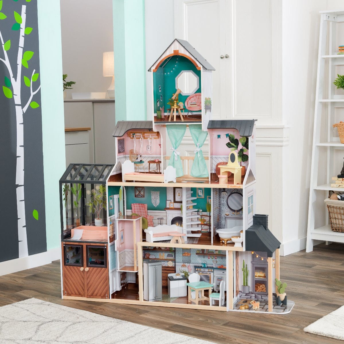 Buy Kidkraft Celeste Mansion 24 Piece Wooden Dollhouse With Ez Kraft Assembly | Yallatoys.com