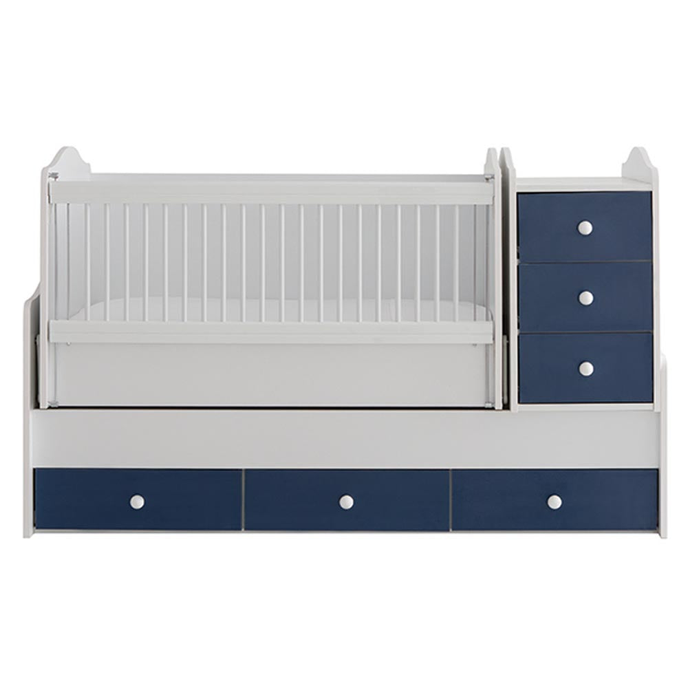 Belis Eva Baby Convertible Baby Bed With Drawers 60 X 170Cm  Kingdom Blue Belis Yallatoys