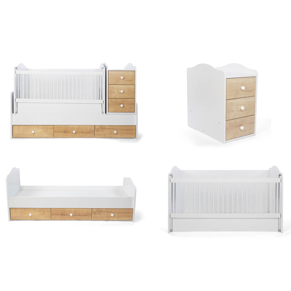 Belis Eva Baby Convertible Baby Bed With Drawers 60 X 170Cm  Kingdom Blue Belis Yallatoys