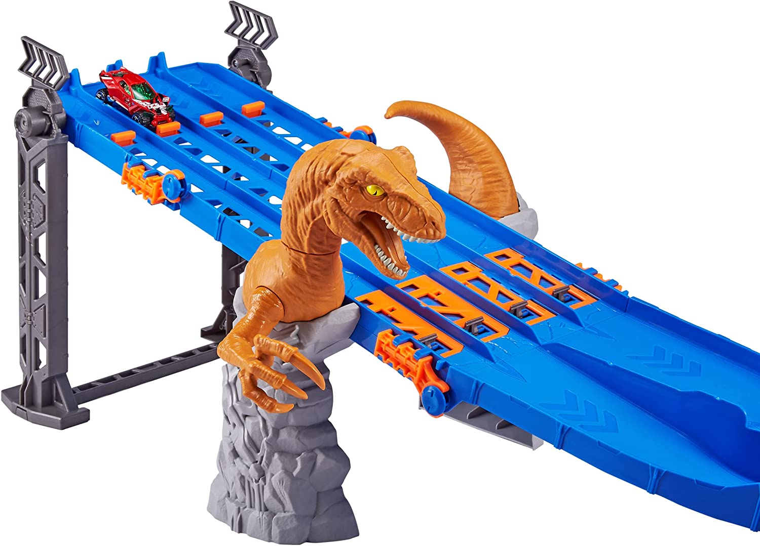 Buy Metal Machines 4 Lane Dinosaur Raptor Attack Playset with Mini Racing Car | Yallatoys.com