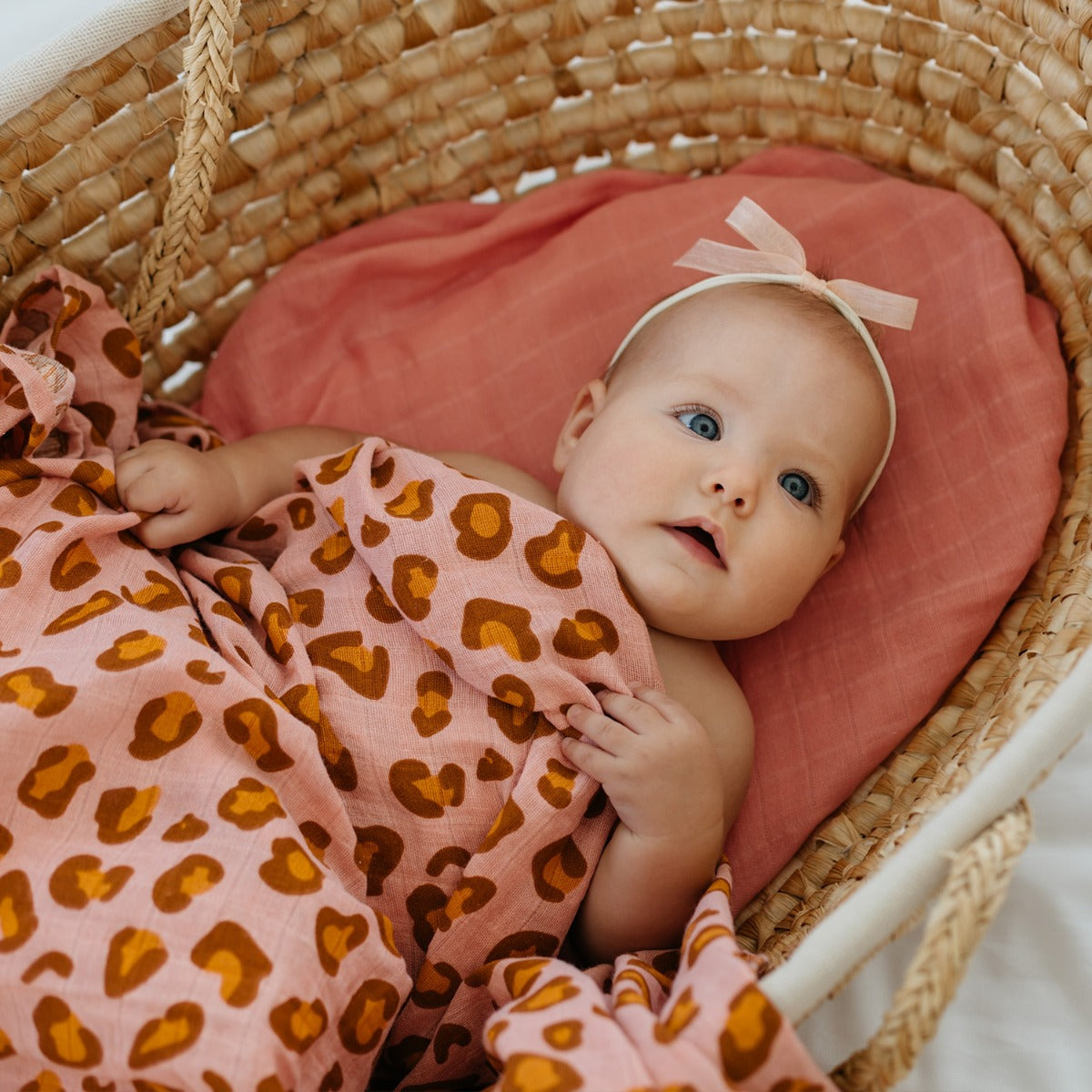Tommy Lise Muslin Swaddle Set Coral Leopard(70X70Cm Tommy Lise Yallatoys