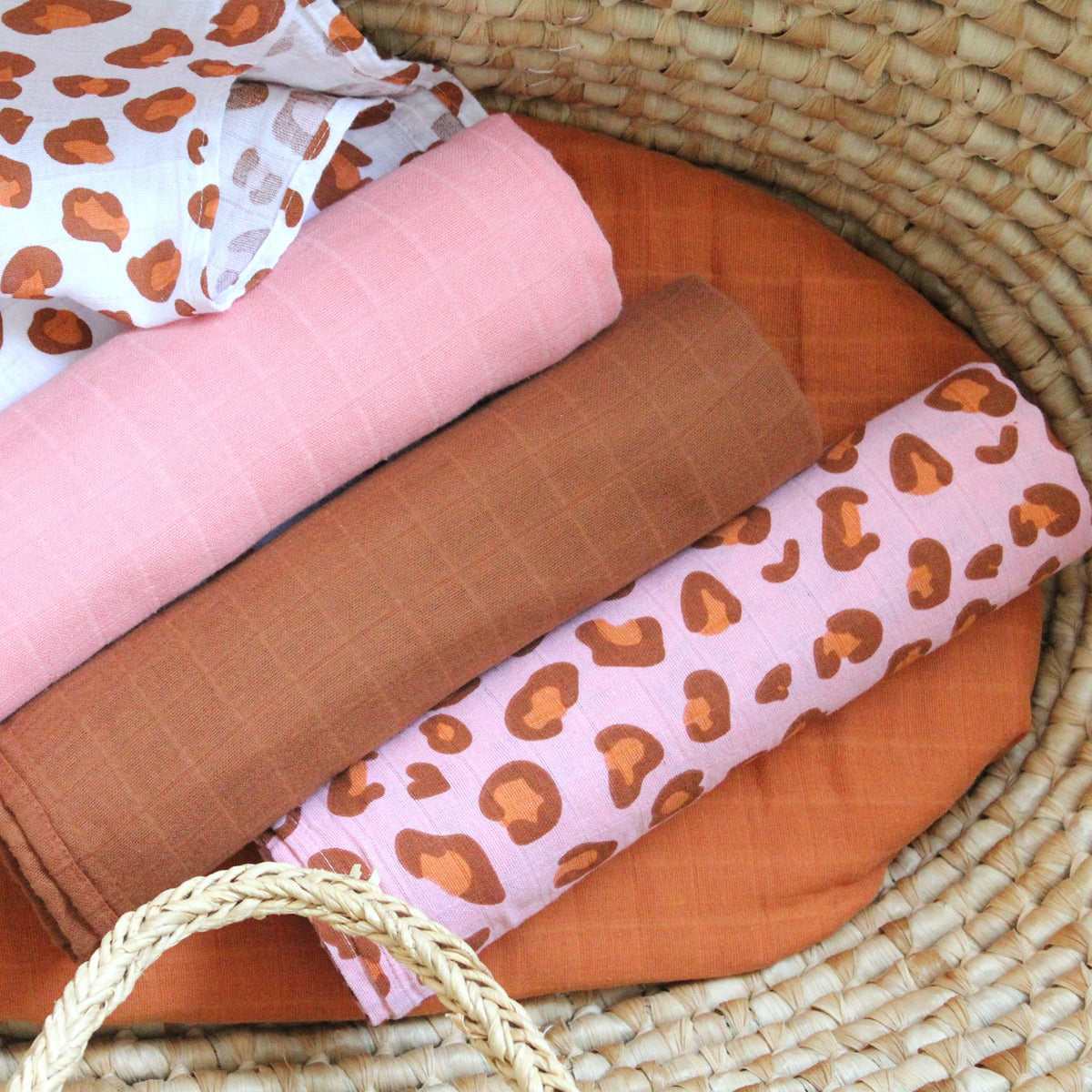 Tommy Lise Muslin Swaddle Set Coral Leopard(70X70Cm Tommy Lise Yallatoys